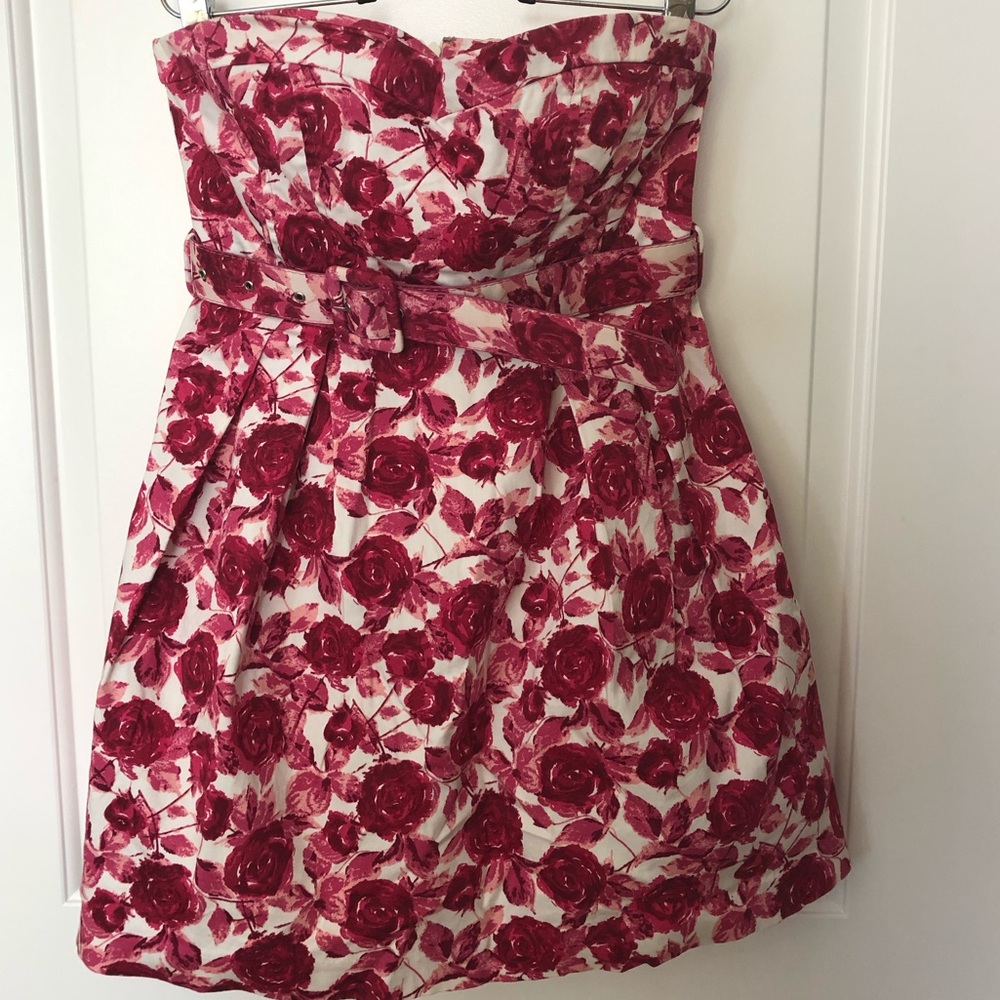 Pink floral mini dress